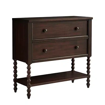 Kirkland's Wood Turned Legs 2-drawer Chest In Brown