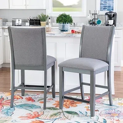 Kirkland's Wood Upholstered Counter Stools In Gray