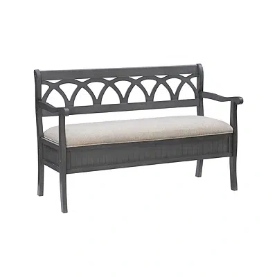 Kirkland's Wood Upholstered Storage Bench In Multi
