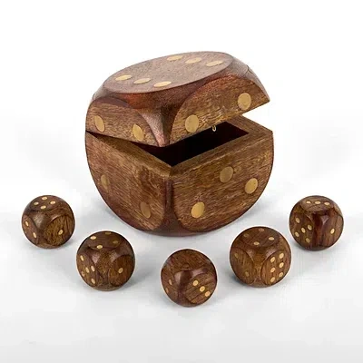 Kirkland's Wooden Dice Game Set In Brown