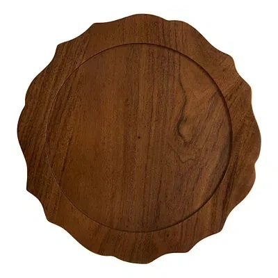 Kirkland's Wooden Scalloped Charger In Brown