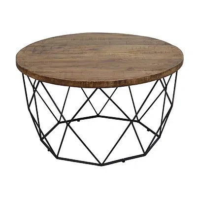 Kirkland's Wooden Top Geometric Chadwick Coffee Table In Brown