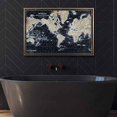 Kirkland's World Map On Black Framed Art Print In Multi