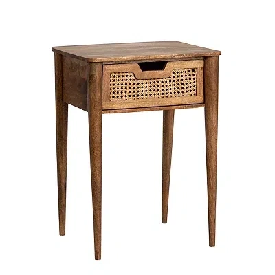 Kirkland's Woven Cane And Mango Wood Side Table In Brown