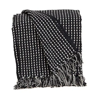 Kirkland's Woven Pattern Wool Tassel Throw In Black