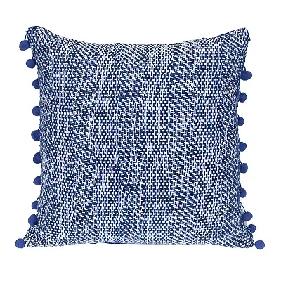 Kirkland's Woven Pom Pillow In Blue