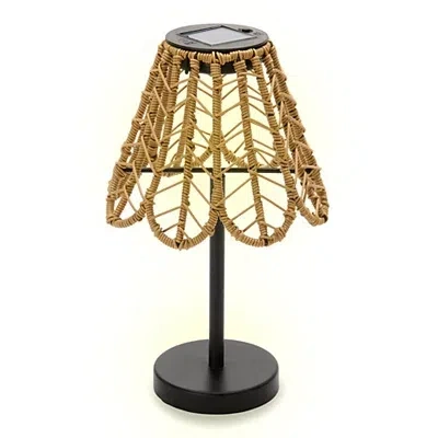 Kirkland's Woven Rattan Scalloped Solar Lamp In Multi