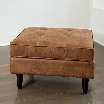 Kirkland's Wyatt Faux Leather Ottoman In Brown