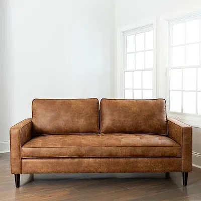 Kirkland's Wyatt Faux Leather Sofa In Brown
