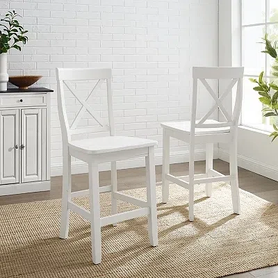 Kirkland's X-back Farmhouse Counter Stools In White