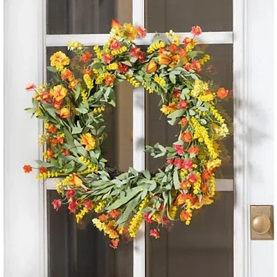 Kirkland's Yellow And Orange Wildflower Wreath In Multi