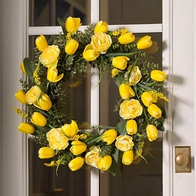 Kirkland's Yellow Tulips And Ranunculus Mix Wreath In Multi