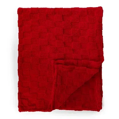 Kirkland's Zane Faux Fur Checkered Throw In Red