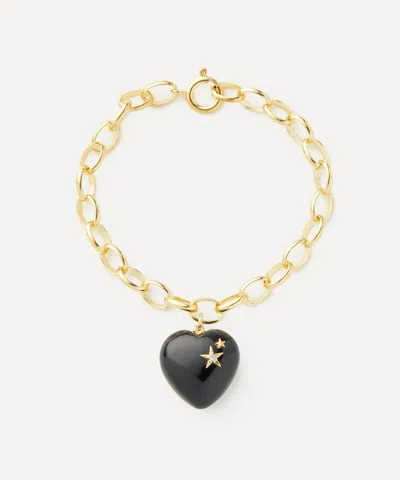 Kirstie Le Marque Gold-plated Diamond And Onyx Chunky Heart Bracelet