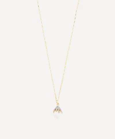Kirstie Le Marque Gold-plated Diamond Claw And Pink Opal Pendant Necklace
