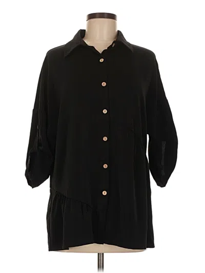 Pre-owned Kirundo 3/4 Sleeve Blouse In Black