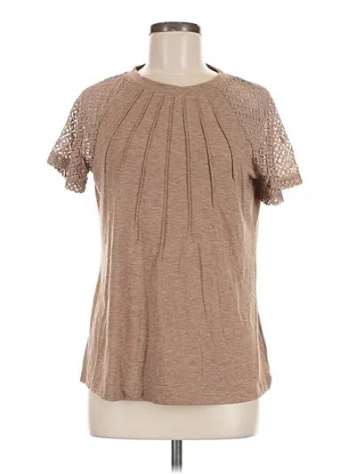 Pre-owned Kirundo Short Sleeve Top Brown Keyhole Neckline Tops