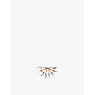 Kismet By Milka Womens Rose Gold Curvature 18ct Gold, 0.04ct Baguette-diamond And 0.15ct Diamond  Stud Earring