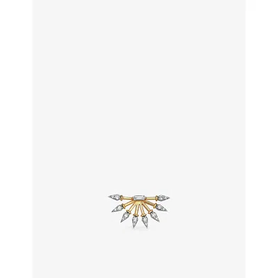 Kismet By Milka Womens Yellow Gold Curvature 18ct Gold, 0.04ct Baguette-diamond And 0.15ct Diamond  Stud Earring