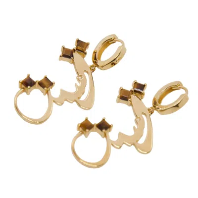 Kismet Jewels Women's Brown / Gold ١ق Tigers Eye Earring