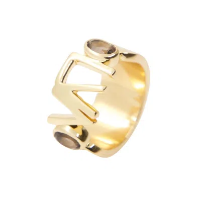 Kismet Jewels Women's Gold / Black / Grey Seveneightsix Smokey Quartz Ring