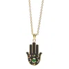 Kismet Jewels Women's Gold / Green Hamsa Hand Jade Necklace
