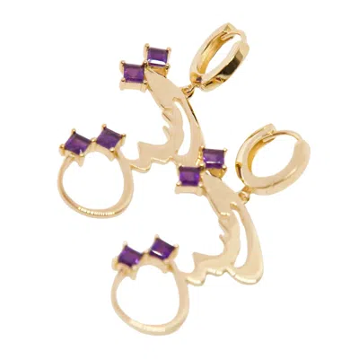 Kismet Jewels Women's Gold / Pink / Purple Amethyst Earring