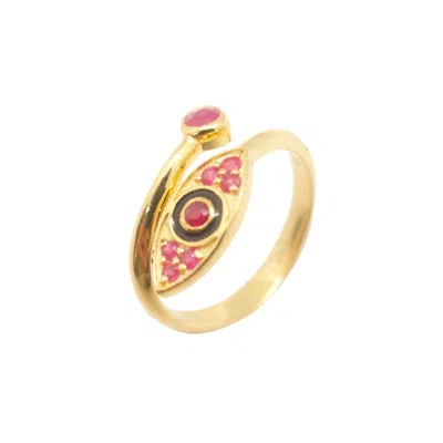 Kismet Jewels Women's Gold / Red Nazar Ruby Ring