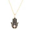 Kismet Jewels Women's Gold / White / Grey Hamsa Hand Pearl Necklace