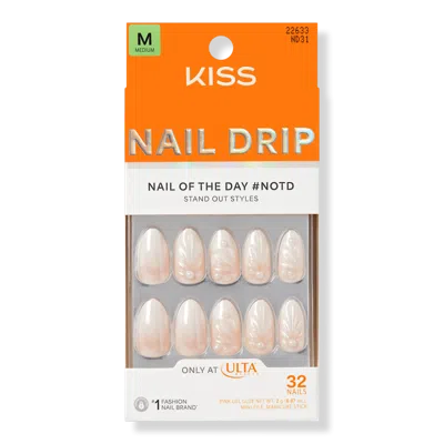 Kiss Drip Press On Nails - Happy Grove In Neutral
