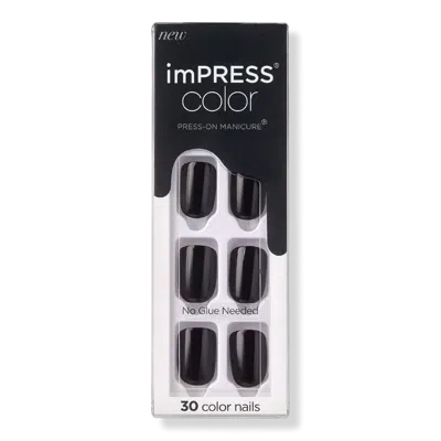 Kiss Impress Color Short Press-on Manicure Nails - All Black