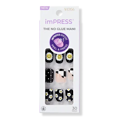 Kiss Impress Design Short Press-on Manicure Nails - Pandora In Black