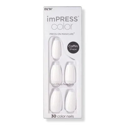 Kiss Impress Solid Color Medium Press On Nails - Frosting In White