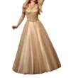 Kiss Kiss Formal Beaded Bodice Tulle Ball Gown In Golden Sand In Multi