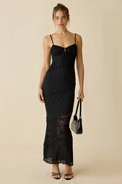 Kiss The Sky Alessia Spliced Lace Maxi Dress In Black, Women's At Urban Outfitters