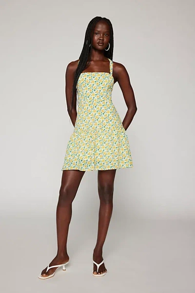 Kiss The Sky Bedford Ave Floral Mini Dress In Dark Yellow, Women's At Urban Outfitters