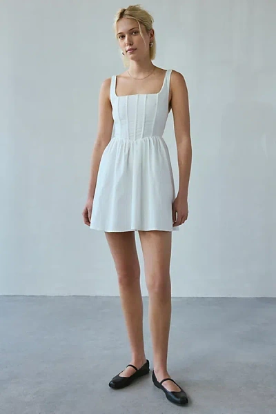 Kiss The Sky Belle Tie-back Corset Mini Dress In White, Women's At Urban Outfitters