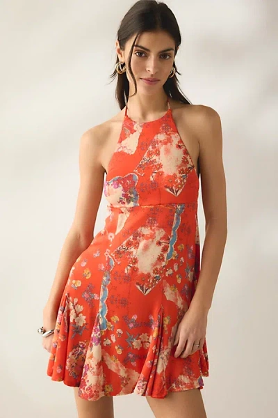 Kiss The Sky Kimchi Blue Short Story High Neck Halter Mini Dress In Red, Women's At Urban Outfitters