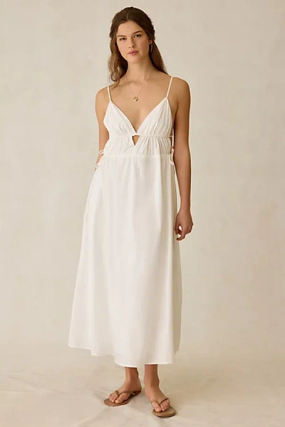 Kiss The Sky Lucia Gathered Tie White Maxi Dress In White, Women's At Urban Outfitters