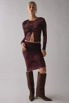 Kiss The Sky Reya Low-rise Mesh Slip Midi Skirt In Maroon, Women's At Urban Outfitters In Burgundy