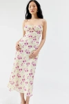 KISS THE SKY STRAPPY-BACK FLORAL MIDI DRESS IN IVORY, WOMEN'S AT URBAN OUTFITTERS