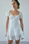 Kiss The Sky Xena Eyelet Lace Drop Waist Romper In White, Women's At Urban Outfitters In White