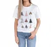 Kissed Apparel Colorful Christmas Trees Graphic Tee In White In White