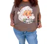 Kissed Apparel Merry Christmas Vintage Leopard Santa Graphic Tee - Plus In Brown In Brown