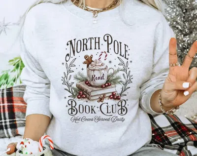Kissed Apparel North Pole Book Club Sweatshirt In Ash In White
