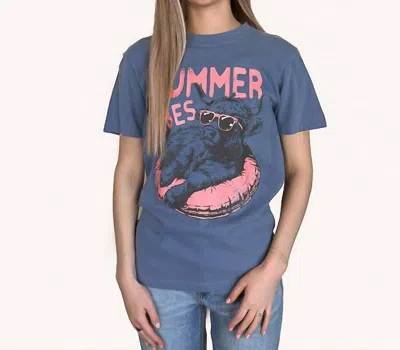 Kissed Apparel Summer Vibes Highland Cow Graphic Tee In Blue Jean