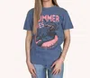 Kissed Apparel Summer Vibes Highland Cow Graphic Tee In Blue Jean In Multi