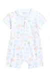 Kissy Kissy Animal Pima Cotton Polo Romper In White Multi