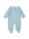 KISSY KISSY BABY BOY'S WHALE-EMBROIDERED STRIPED COTTON FOOTIE