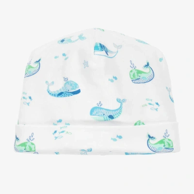 Kissy Kissy Baby Boys Cotton Watercolour Whales Hat In White
